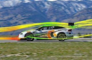 Computer generated design flow simulation of the aerodynamics of Mealing's car (Brent Martin/ Martin action photography)