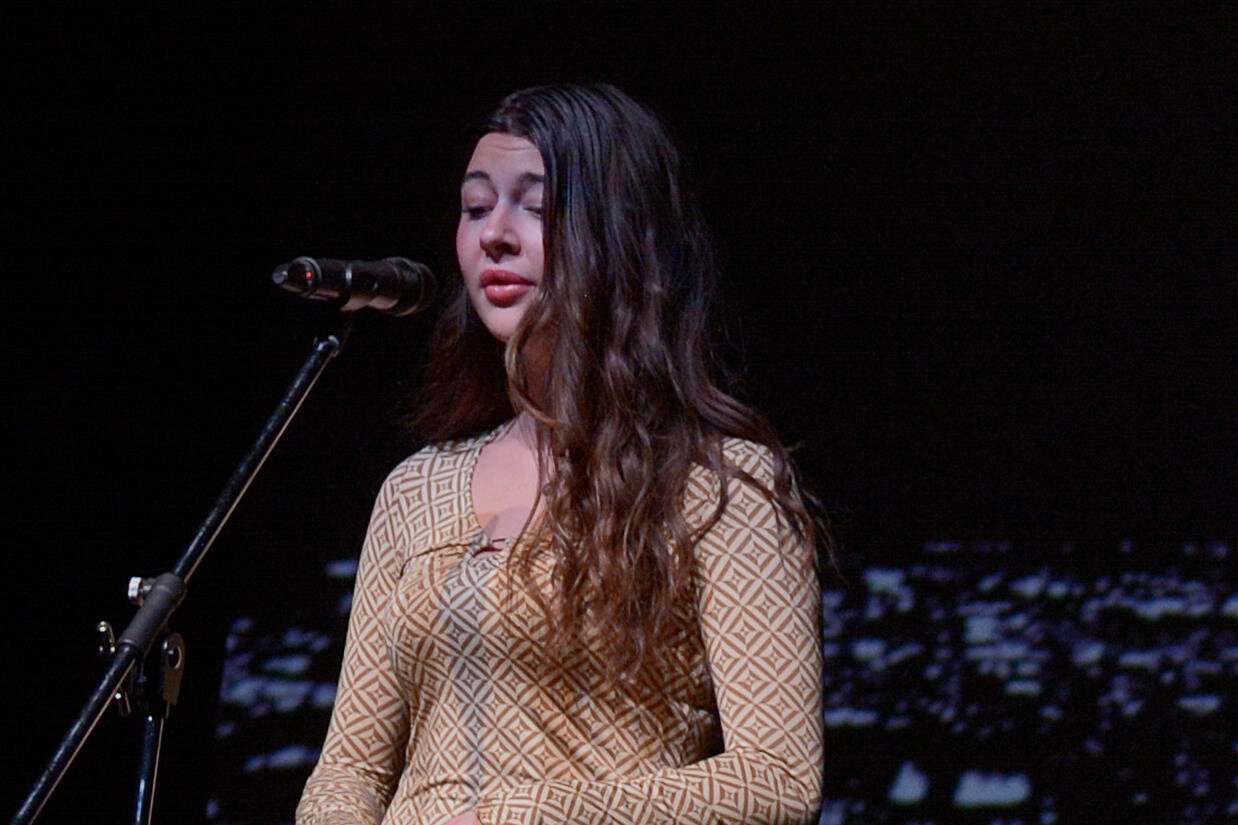 Montana Mercier, from Cranbrook, singing Valerie. (Photo by Kelsey Yates)