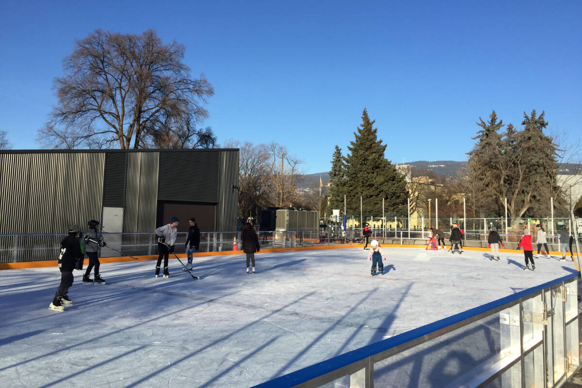 Pentictons new outdoor rink in February 2022, one day after the city declared the facility open. (Logan Lockhart- Western News)