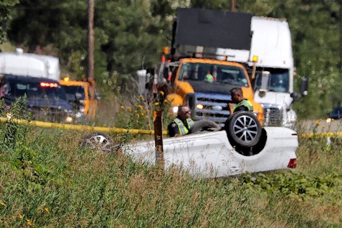One person is dead following a crash that happened on the Coquihalla Highway around 8:30 a.m. Tuesday morning, August 1. (Shane MacKichan/Contributed)