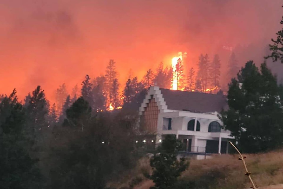 McDougall Creek fire burning above West Kelowna. (Facebook)