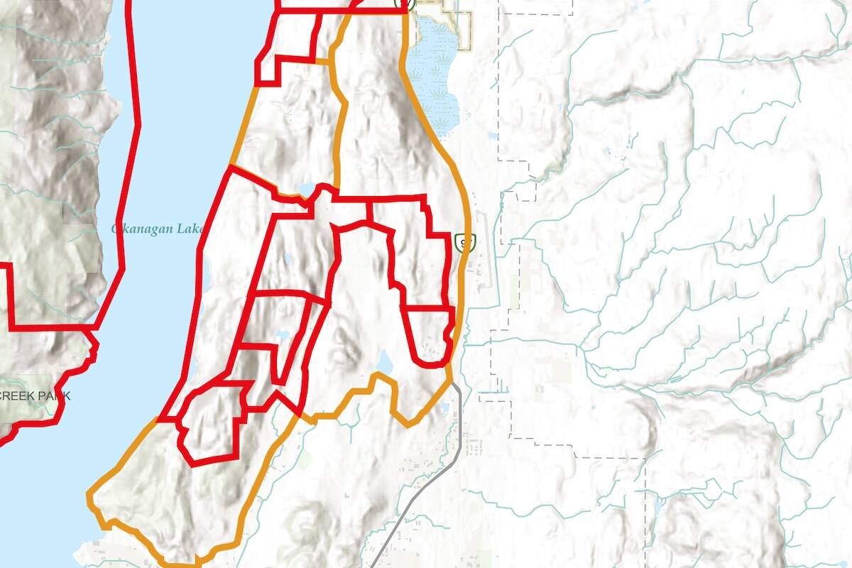 Regional District of the Central Okanagan evacuation map. (CORD)