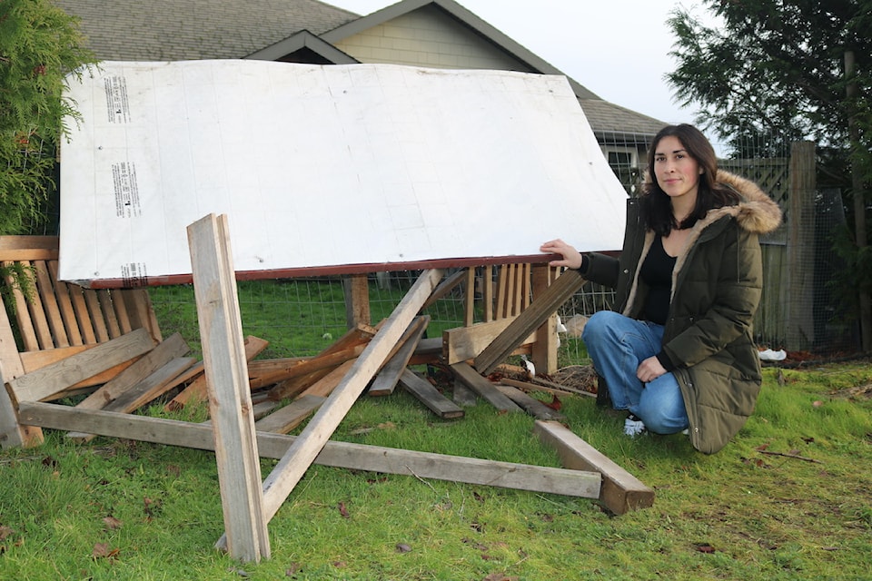 Lety Alvarez's surplus food stand was destroyed on Dec. 10.