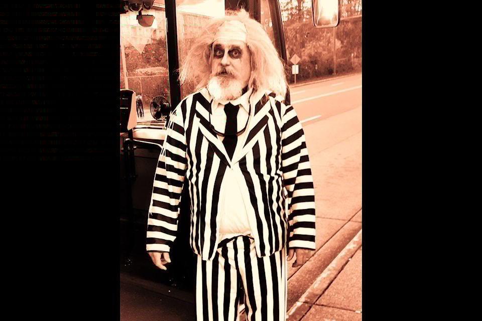 You will often find Kevin Gower driving his bus dressed as Beetlejuice during Halloween.
