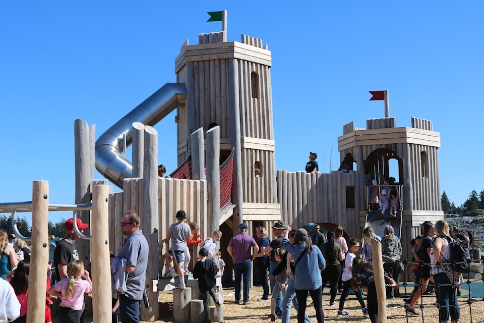 The community showed up in force for the grand opening of Quarry Park playground in Royal Bay, the largest in the Capital Region District.