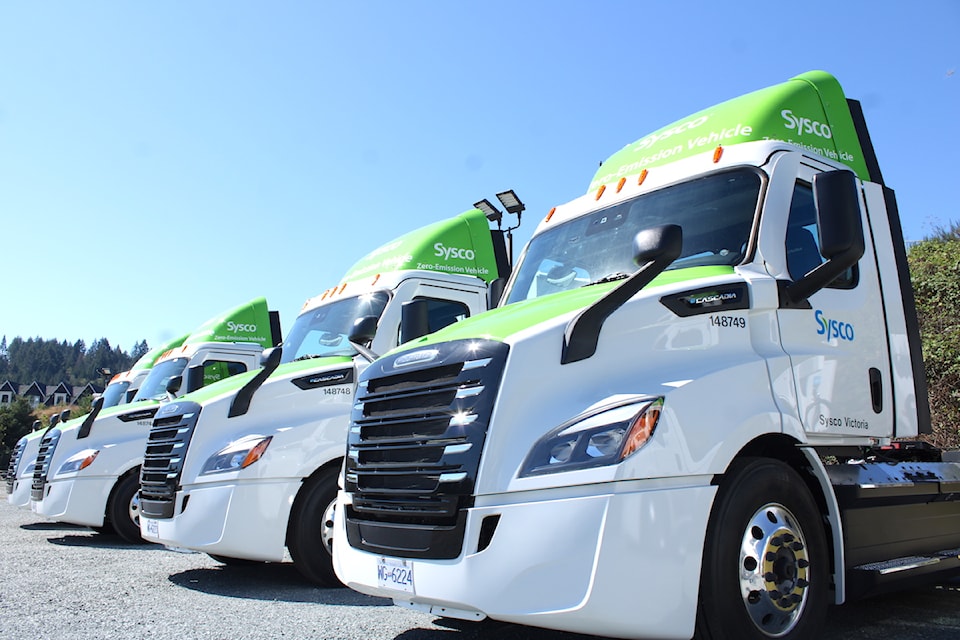 Food distribution company Sysco's first electric trucks in Canada will operate out of Langford. 