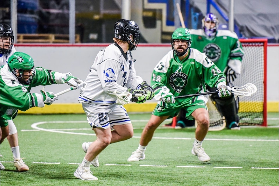 The Victoria Shamrocks take down the Langley Thunder 14-9 on Wednesday (Aug. 21) at Langley Events Centre to move within a game of capturing their 22nd provincial lacrosse championship.
