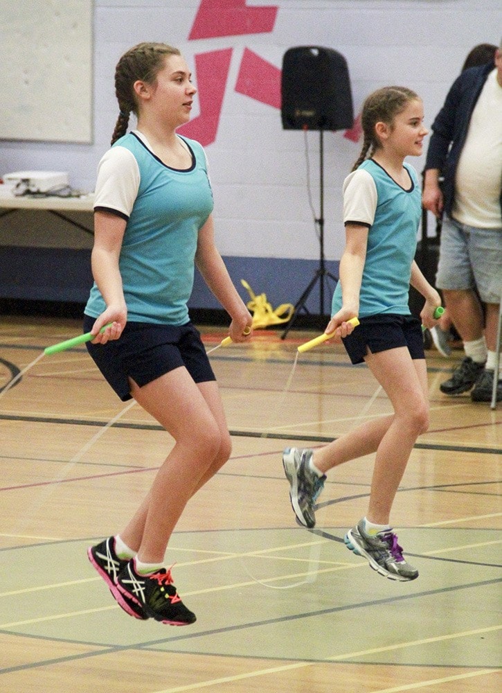 Paige Stewart (left) competes at a jumpe rope competition.