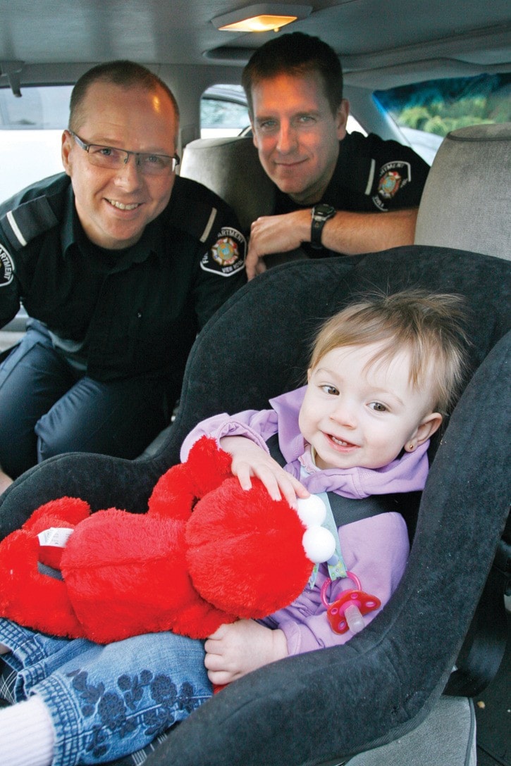 Fire department helps junior buckle up Goldstream News Gazette