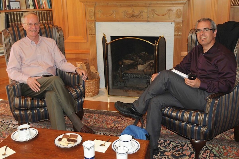 David Black and Don Descoteau during an interview in David’s Oak Bay home. (Black Press Media file photo)