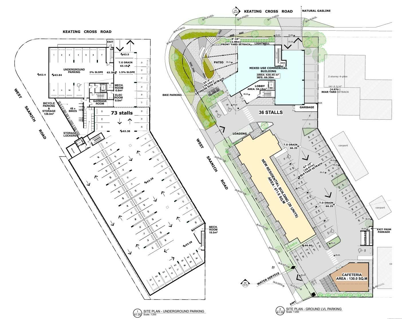 A redevelopment proposal submitted to the District of Central Saanich suggests a combination of residential and retail units to take over the Sassys Restaurant site. (Credit: Finlayson Bonet Architecture)