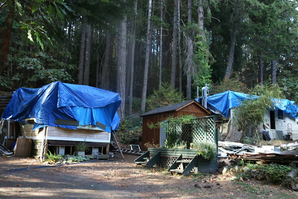 Two mobile homes in the Hidden Valley Mobile Home Park were hit back in April by a falling tree, hospitalizing the 84 year-old woman who lived in the house on the left. (Bailey Moreton/News Staff)