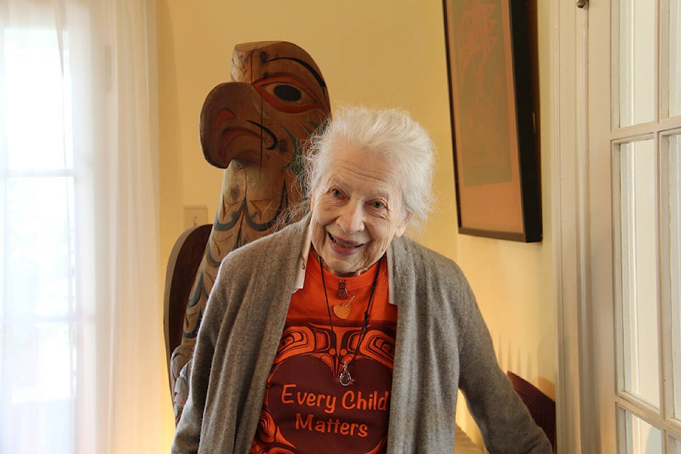 The late Marion Cumming’s home boasted Indigenous art from many regions. Cumming’s life is honoured with gratitude at a gathering on Saturday, Oct. 22 from 2 to 4:30 p.m. in the Dave Dunnet Community Theatre at Oak Bay High, 2121 Cadboro Bay Rd. (Christine van Reeuwk/News Staff)