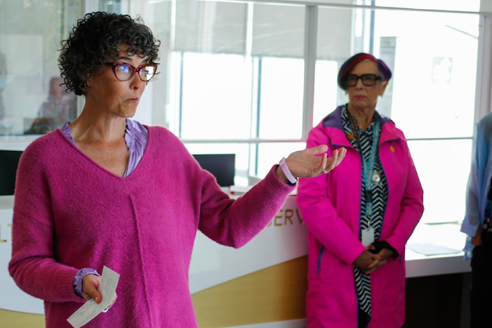 Peer support team lead Tracy Taylor spoke with reporters about her history with mental illness.