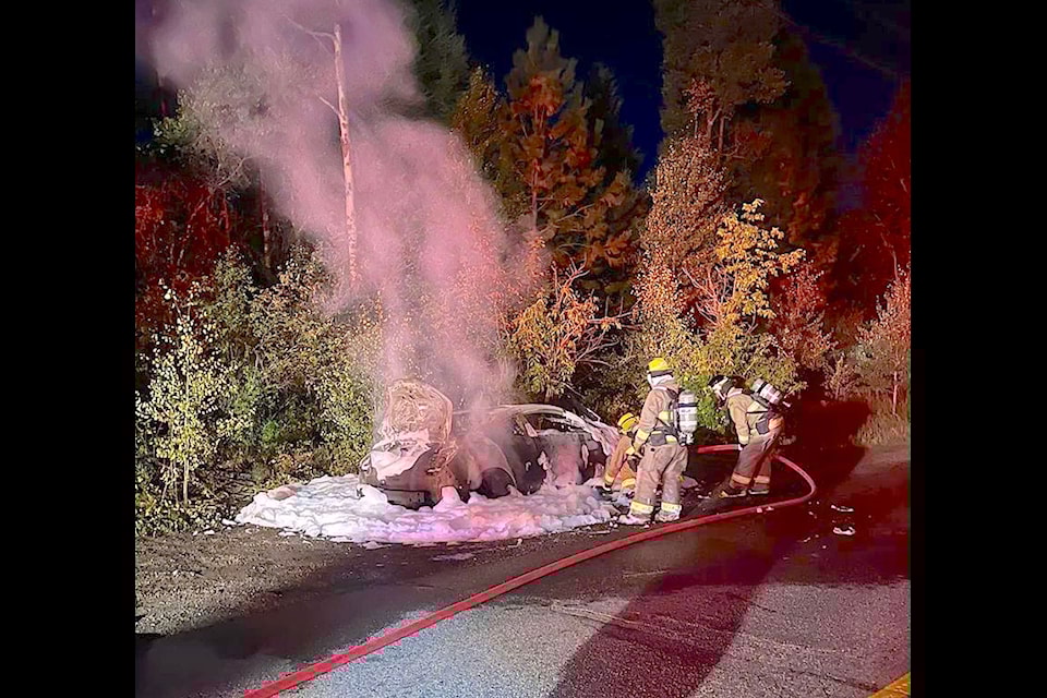 Fire crews needed foam to suppress the fire as the gas tank failed and water wasn't enough to put it out. 