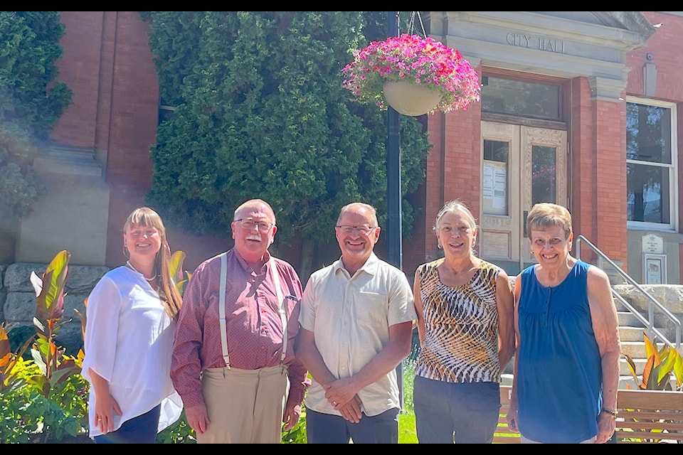 From left, Minister of State for Local Governments and Rural Communities of B.C., Parliamentary Secretary MLA Steve Morrisette, Mayor Everett Baker and City councillors Deborah Lafleur and Christine Thompson met on July 7 to discuss ongoing projects in the city and tour the downtown dike and North Ruckle habitat channel.