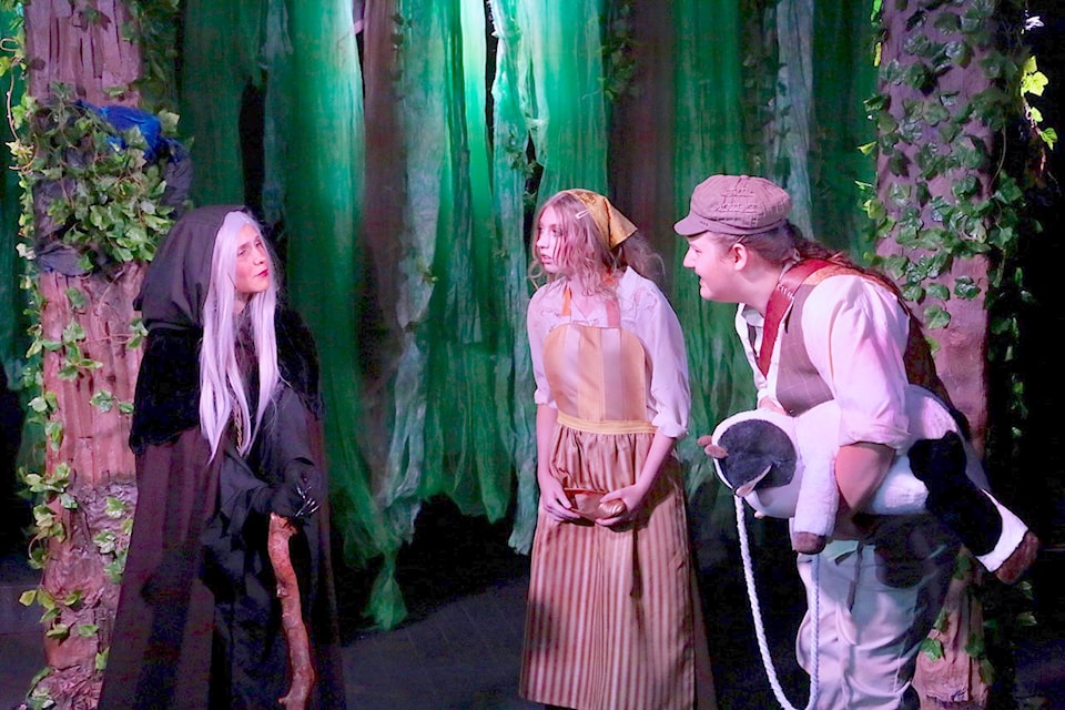 Sierra Giberson as the Witch, Taeler Garrett as the Baker’s Wife and Blaze Jenkins Patterson as the Baker.