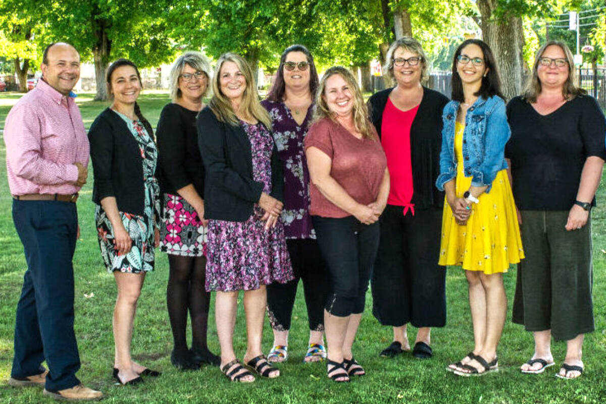 School board chair Rose Zitko (fourth from the right) poses for a photo with board trustees. Photo: sd51.bc.ca