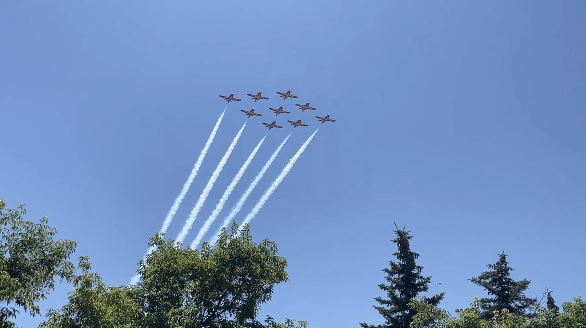 The flyover from the Snowbirds on July 26. (Photo by Kelsey Yates)