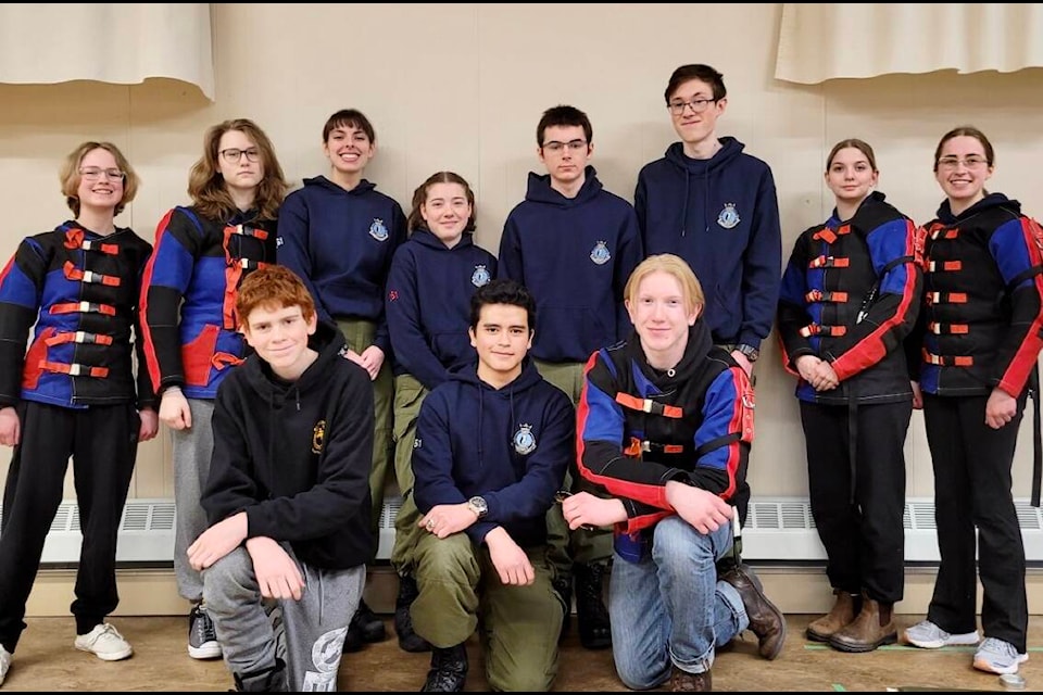 All cadets from the competition: (Back) Linnea Lawder, Brooklynn Aikman, Shannon Mounsey, Gwen Meyers, Christian Faragher, Justice Ward, , Isabelle Henderson and Claire Lawder; (Front) Ryland Dupuis, Brandon Brook, Ryden Wahl. Photos: Submitted