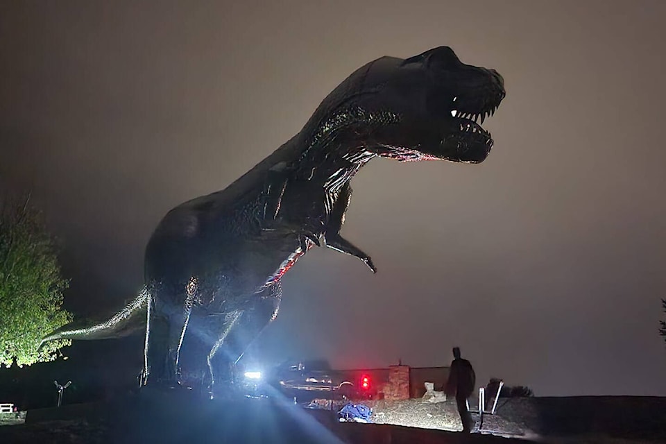 The T-Rex being installed at a Penticton property on Tuesday, Sept. 19. (Kevin Stone photo)