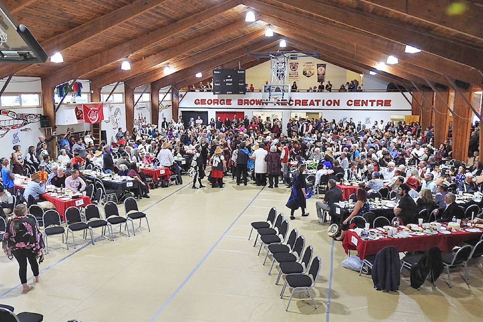 The George Brown Community Hall in Skidegate drew hundreds to the event. (Archie Stocker Sr. / Haida Gwaii Observer)