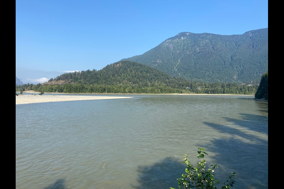 Coquihalla River on Aug. 6, 2024. Government officials believe a surge of water and debris will hit Hope Tuesday afternoon. 