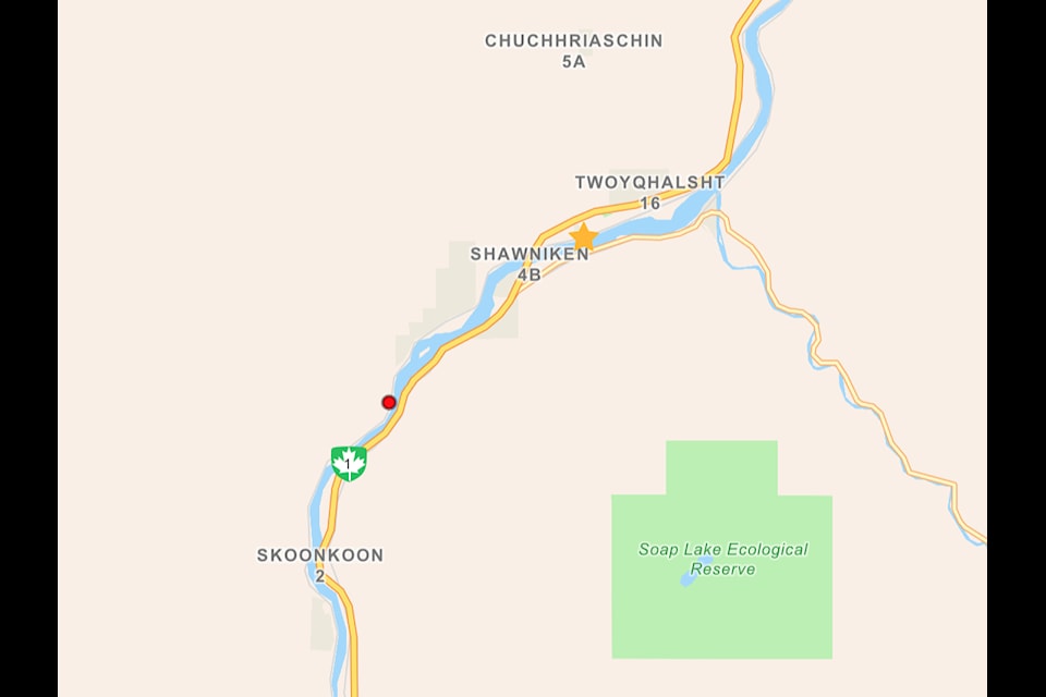 A wildfire is burning one kilometre south of Spences Bridge. 