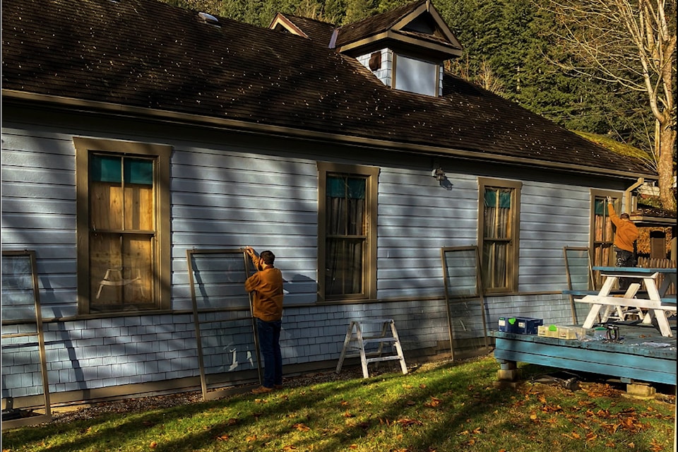 Repairs being done at Creighton House in January. The repairs were done in preparation for Yale Historic Site's upcoming tourist season. 