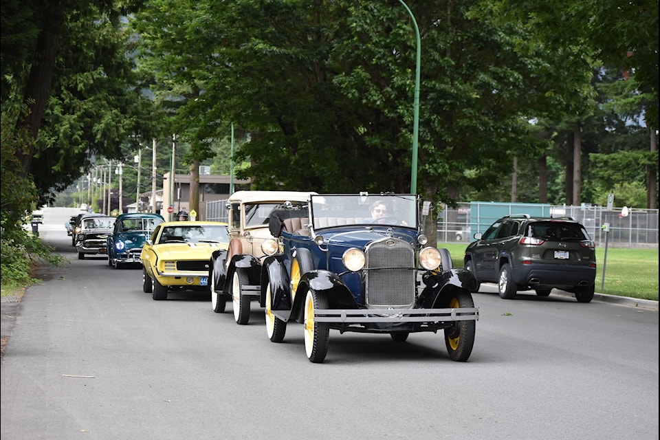 A group of classic cars made their way down Park Street, ending their experience of Hope’s July 1 car cruise. Emelie Peacock/Hope Standard