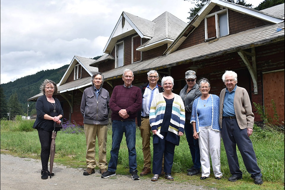A group of committed Boston Bar and North Bend citizens have spent decades working on the renovation and revitalization of the community’s CN Station House. They are, from left, Karen Tillotson, Tom Durrie, Howard Johnson, Terry Raymond, Diane Johnson, Ang Hunter, Lorna Regehr and Al Regehr. Emelie Peacock/Hope Standard