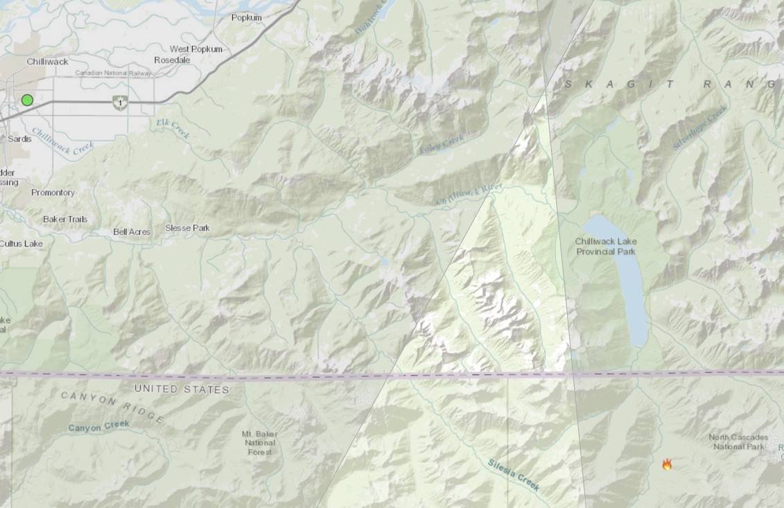 Location of the Bear Creek wildfire in Washington State at 100 acres in size just south of Chilliwack Lake as of July 31, 2021. (fire.airnow.gov)