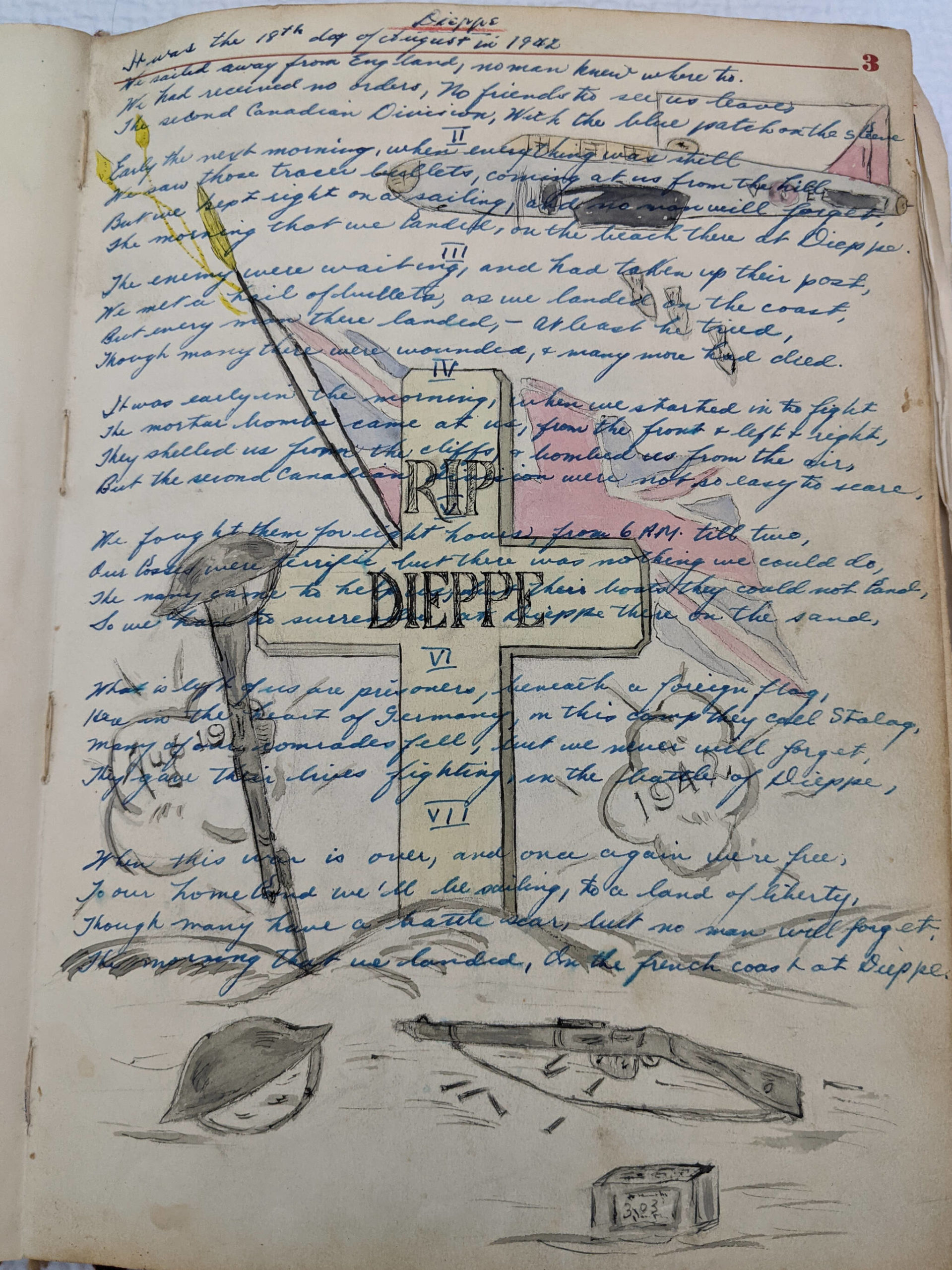 Moodys poem Dieppe, on page 3 of his diary.