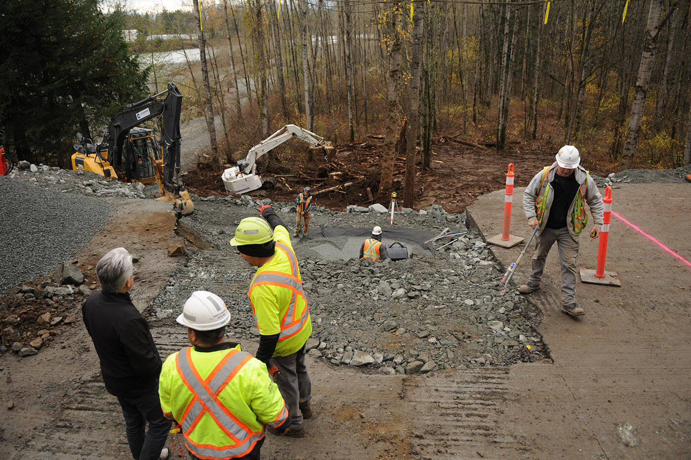 This was the site of the worst of five mudslides along Vedder Mountain Road as seen on Wednesday, Nov. 24, 2021. The road is estimated to be open on Saturday, Nov. 27. (Jenna Hauck/ Chilliwack Progress)
