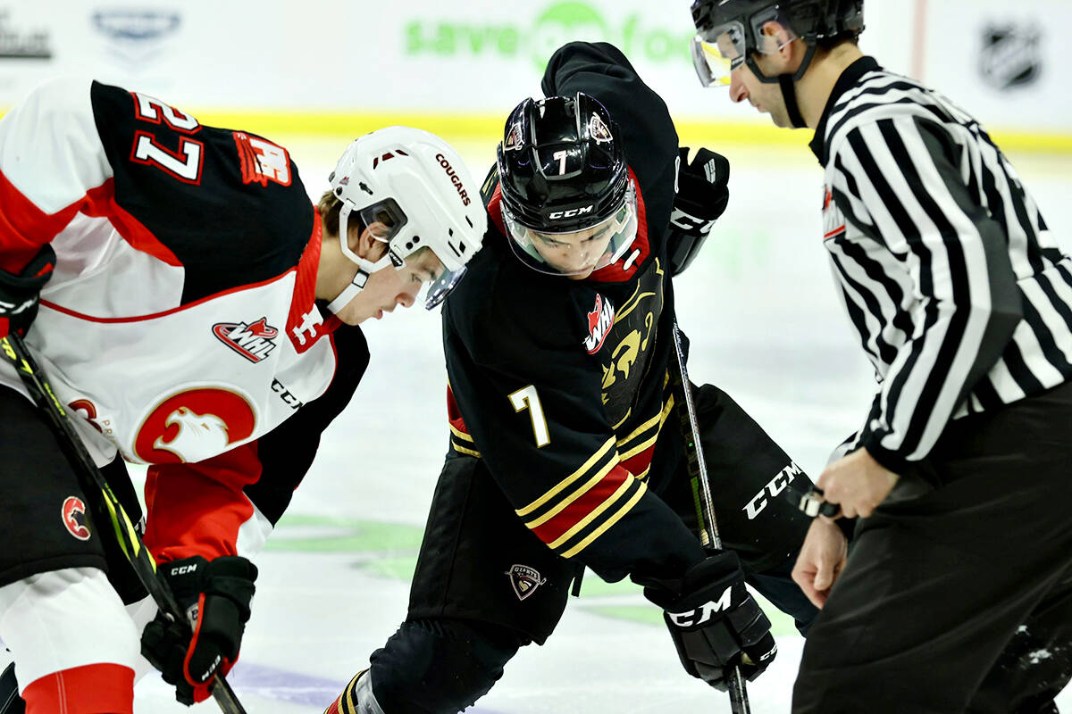 Saturday night at the Langley Events Centre, the Vancouver Giants (14-12-1-0) returned to the win column after a 3-1 decision over the visiting Prince George Cougars (12-15-0-0).(Rob Wilton/Special to Langley Advance Times)