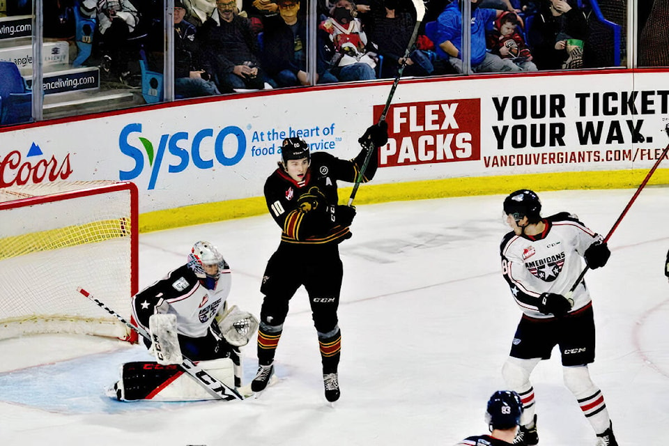 Sunday afternoon, Dec. 19, at the Langley Events Centre, the Vancouver Giants (14-13-1-0) fell short in a 6-5 decision against the visiting Tri-City Americans (9-13-4-0). (Gary Ahuja, Langley Events Centre/Special to Langley Advance Times)