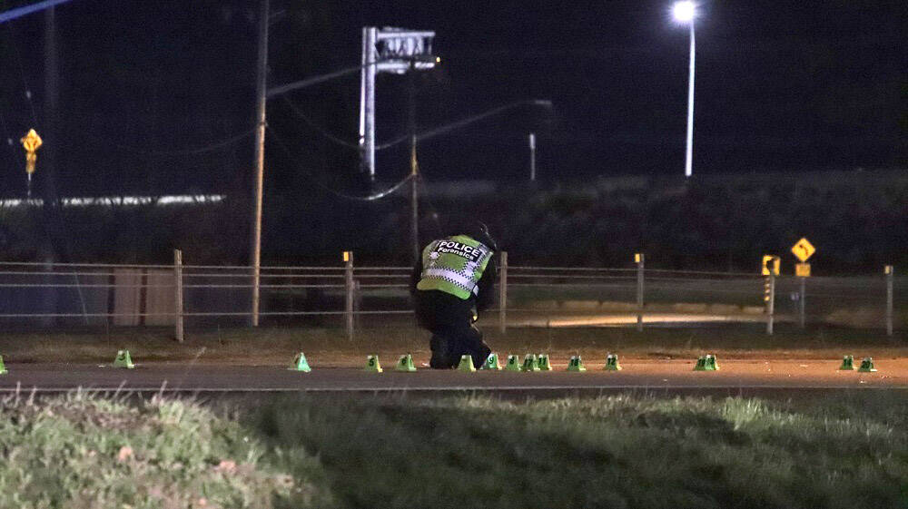 Emergency crews were on scene at a fatal pedestrian collision on Highway 1 on Sunday, Feb. 20, 2022. (Shane MacKichan)