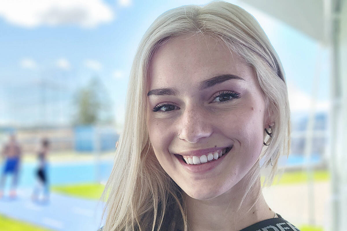 Langley heptathlon star Georgia Ellenwood, currently recovering from a ruptured Achilles tendon, is looking forwards to next years Bell Canadian Track and Field Championships, which will also be held in Langley. (Dan Ferguson/Langley Advance Times)