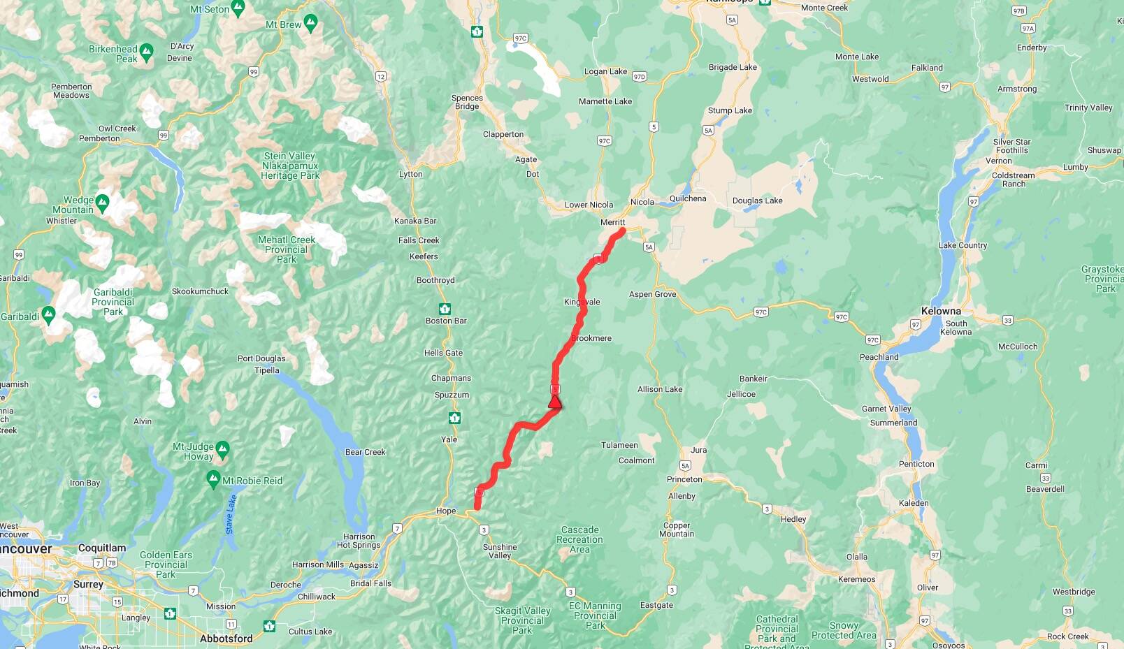 Drive BC map of incident