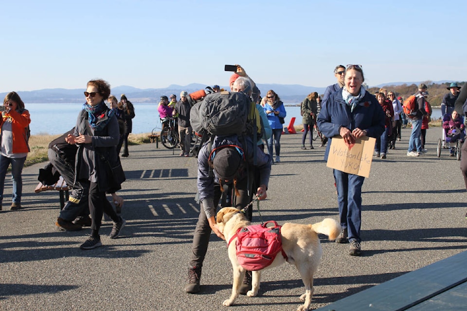 Melanie Vogel made it to point zero of the Trans Canada Trail with her dog by her side. (Hollie Ferguson/News Staff)