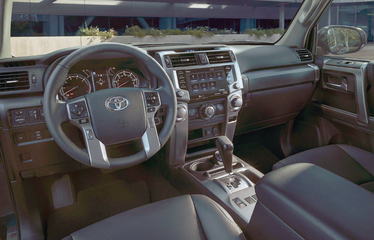 Over a decade, the only obvious changes to the dash are the touch-screen, the gauge package and the shift lever. The remaining buttons and knobs are pretty much where theyve always been. PHOTO: TOYOTA