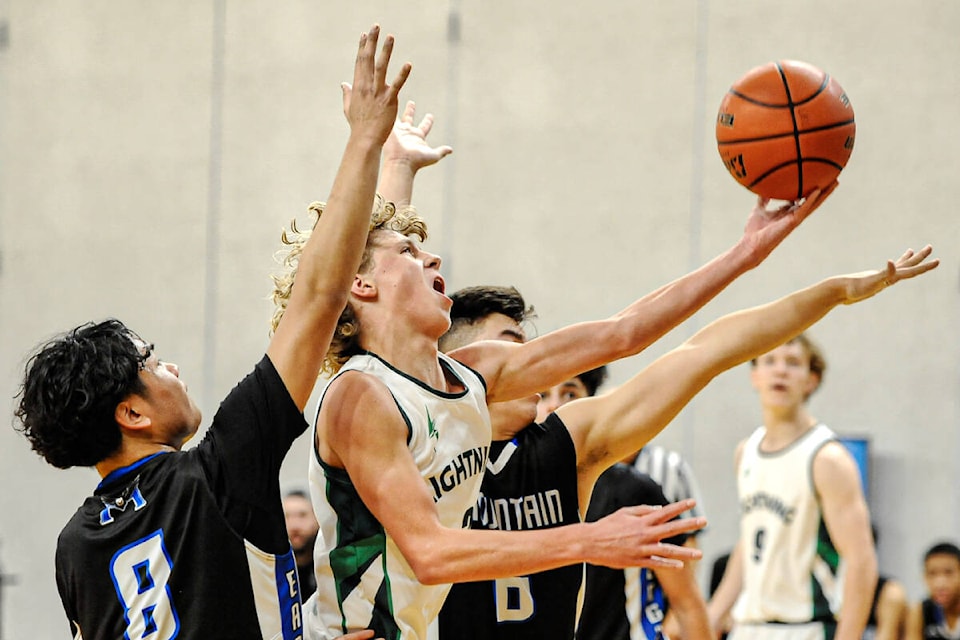 Langley Christian Lightning struck quickly and often in opening the game on a 12-0 run against the R.E. Mountain Eagles in the championship final of Draw 3 at the Tsumura Basketball Invitational on Friday morning at Langley Events Centre. They went on to win 72-64. (Langley Events Centre)