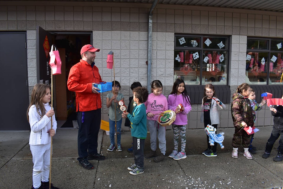 Coquihalla Elementary School’s first graders put on a Lunar New Year parade to chase away bad luck. (Kemone Moodley/Hope Standard)