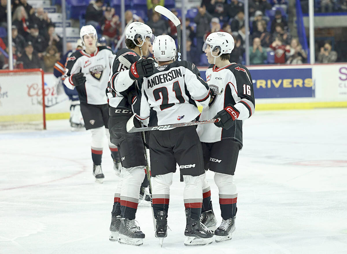 Brett Mirwald was solid in goal Saturday, Jan. 4, stopping 50 of 54 shots, but the Giants were unable to convert on the power play until it was too late as Kamloops came into the Langley Events Centre and defeated the Giants 4-2 Saturday night. (Rob Wilton/Special to Langley Advance Times)