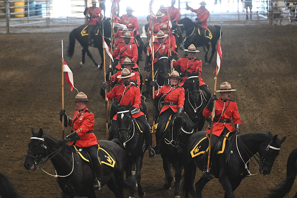 The RCMP Musical Ride performs at Chilliwack Heritage Park on Thursday, June 29, 2023. (Jenna Hauck/ Chilliwack Progress)