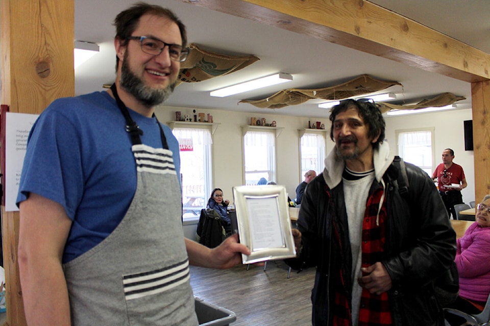 On March 5, at the Love By The Bowl Soup Kitchen, Houston resident Tim Corbin presented Pastor Daniel Koster with a poem he had written. 

The poem was typed out and presented in a beautiful silver frame. Pastor Daniel displayed the poem on one of the tables so it would be available for all to read. 

Every Wednesday from 11 a.m. to 1 p.m., the community is invited to stop by for a complimentary bowl of soup and fellowship.