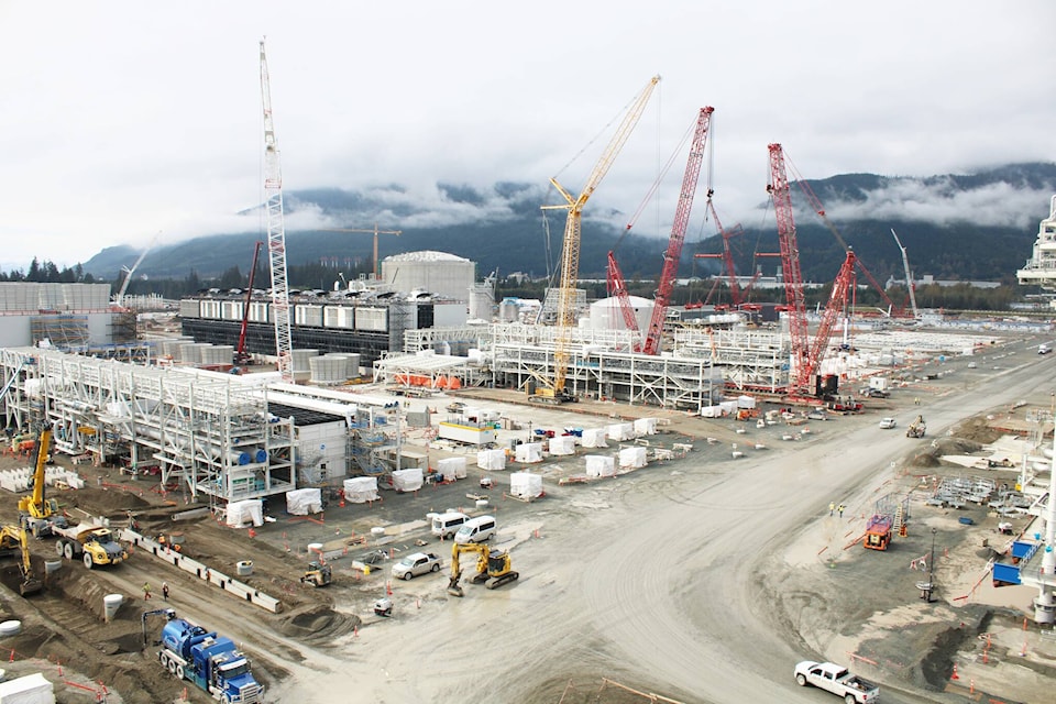 View from above of progress on a portion of the LNG Canada terminal in Kitimat. (Michael Bramadat-Willcock/Terrace Standard)