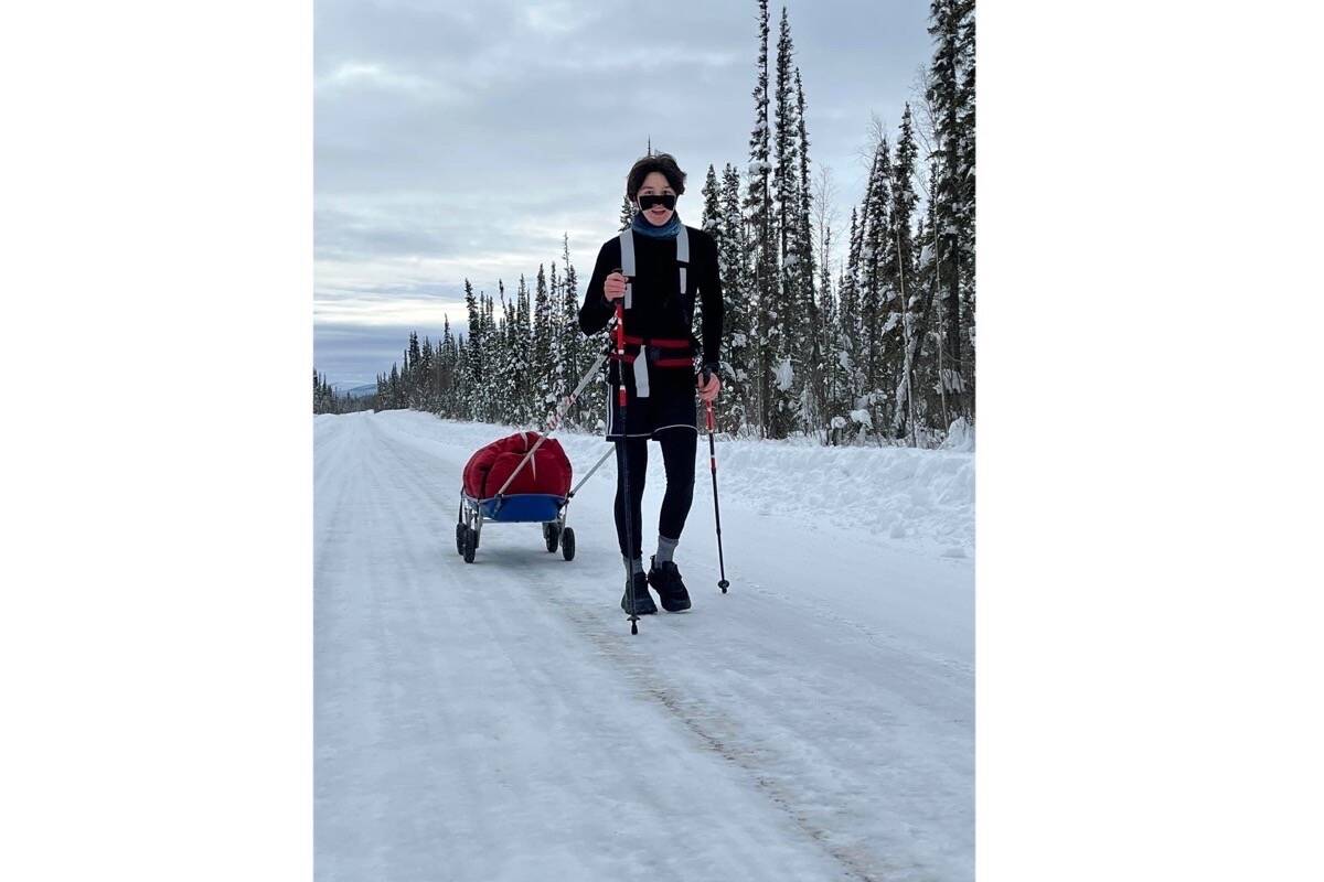 Rio Crystal of Comox is pictured during the Arctic Ultra Race from Dawson City to the Arctic Circle. (Facebook)