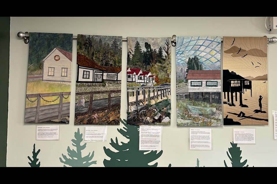A fibre art depiction of the North Pacific Cannery created by four northwestern B.C. artists, including Pamela Sjoden of Houston, is on display this month at The Palisadés Cafe in Houston.