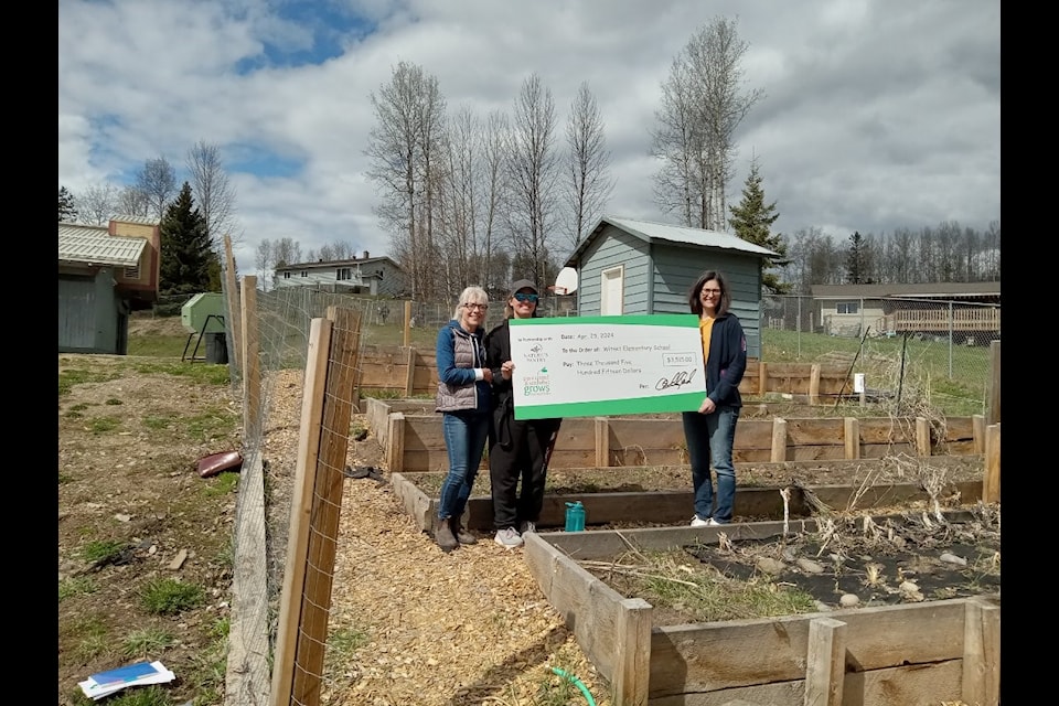 Photo caption: Amber Davies, volunteer, Plant a Seed Foundation; Angie Gagnon, Education Assistant, Witset Elementary School and Ali Howard, co-owner, Nature’s Pantry.